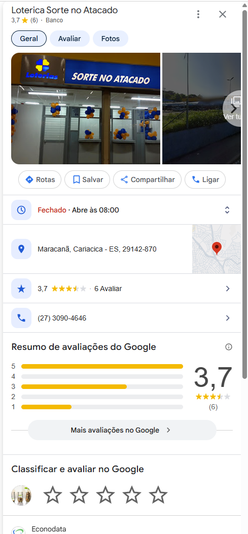 Entrada da Loteria da Sorte no Atacado